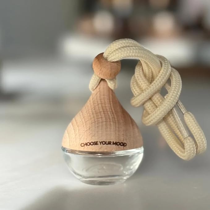 Lifetherapy Choose Your Mood 2 Ounce Glass and Beech Wood Waterdrop Shaped Scented Vehicle Auto Car Diffuser, Transformed