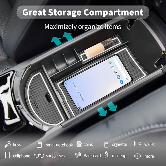 CDEFG Center Console Accessory Organizer Compatible with 2018 2019 2020 2021 2022 CHR C-HR, ABS Material Armrest Box Insert Tray (White)