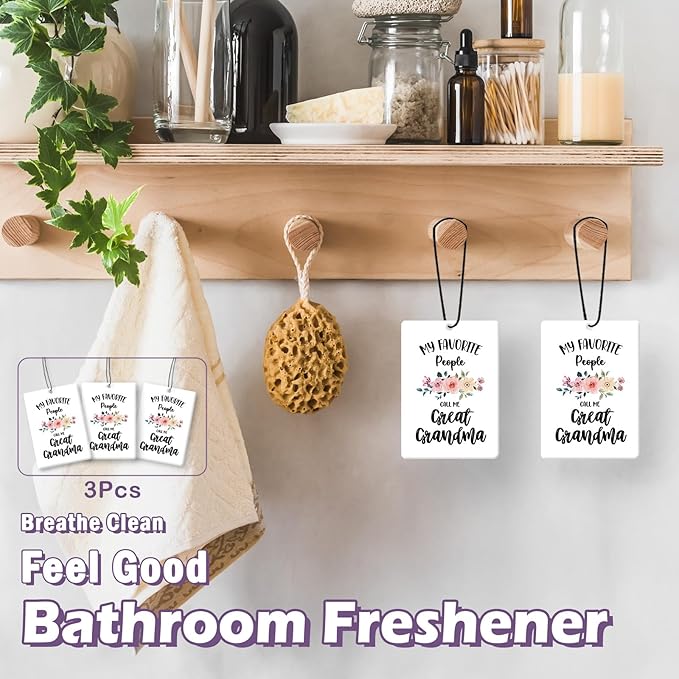My Favorite People Call Me Great Grandma Gifts Car Air Freshener Accessories 3pcs, Rustic Gifts for Grandma Christmas, Floral Hanging Scent Fragrance Card for Women Closet Bathroom Home Decor