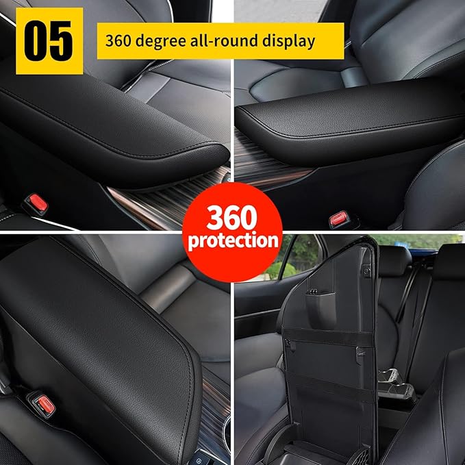 AOMSAZTO Center Console Cover Customized Armrest Cover Compatible with 2018-2024 Toyota Camry, Leather Arm Rest Covering for Car, Well-Make Durable Console Cushion Pad, Black