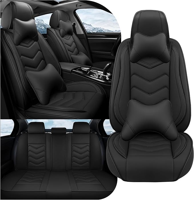 Car Seat Covers Fit for Infiniti g37 2000-2026, Stylish Sport Seat Covers, Waterproof Wear-Resistant Premium Nappa Leather Car Seat Cover.(Full Set with Pillow/Pure Black)