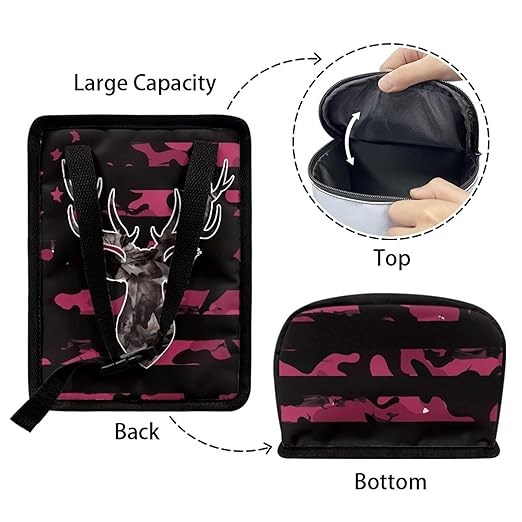 Pink Camo Deer Car Trash Can Auto Garbage Bag with Lid Leak-Proof Car Storage Bag Garbage Bag Hanging for Headrest Portable Vehicle Backseat Organizer