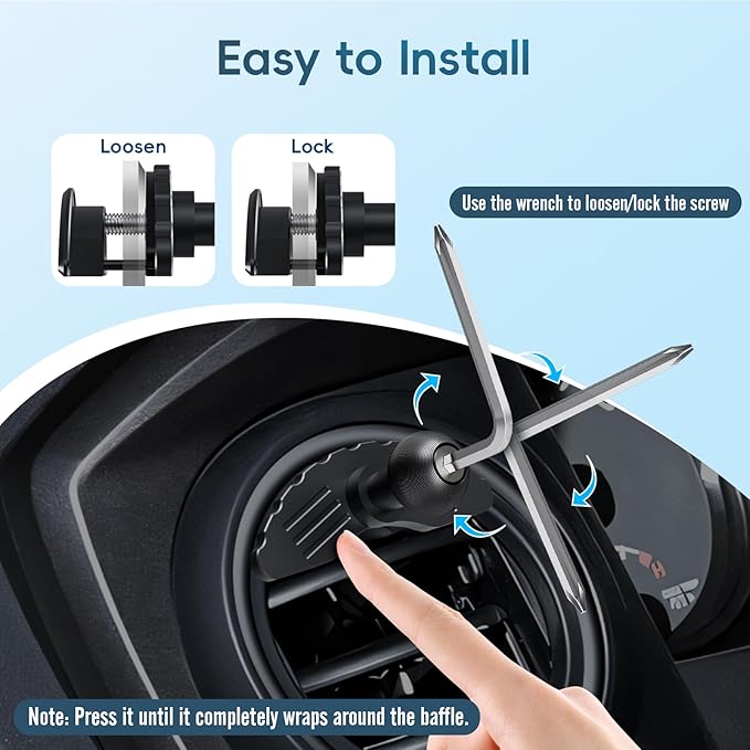 Upgraded Vent Magnetic Phone Mount for Tacoma 2016 -2023 and 2014-2021 Toyota Tundra, 3rd Gen Tacoma Cell Phone Cradles with Full Metal Arm 20x Super Strong Magnet Phone Holder Fit for All Smartphone