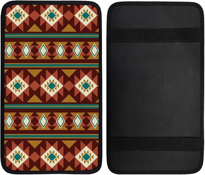 1pc Center Console Armrest Cover Pad 12.6x7.5 inch Indian Decorative Pattern Neoprene Car Armrest Cushion Waterproof Armrests Seat Box Cover Protector for Universal Cars Vehicles SUVs