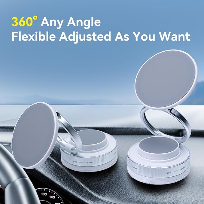 Upgraded 360° Nano Gel Vacuum Magnetic Car Phone Holder Ultra Strong Suction Magnetic Force for MagSafe, iPhone Air 17 16 15 14 13 12 Pro Max , Foldable Retractable Mount for Car/Dashboard/Gym/Mirror