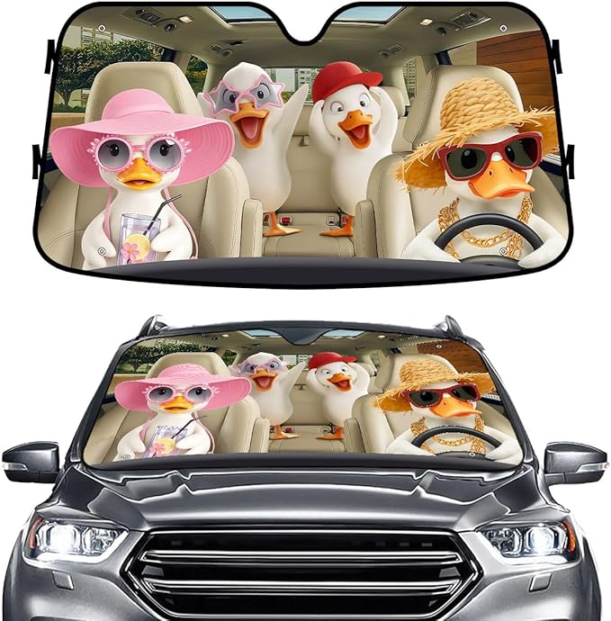 GENANY Duck Windshield Sun Shade for Car SUV Truck (55x30 Inches), Front Window Visor for Windows, Protector Blocks UV