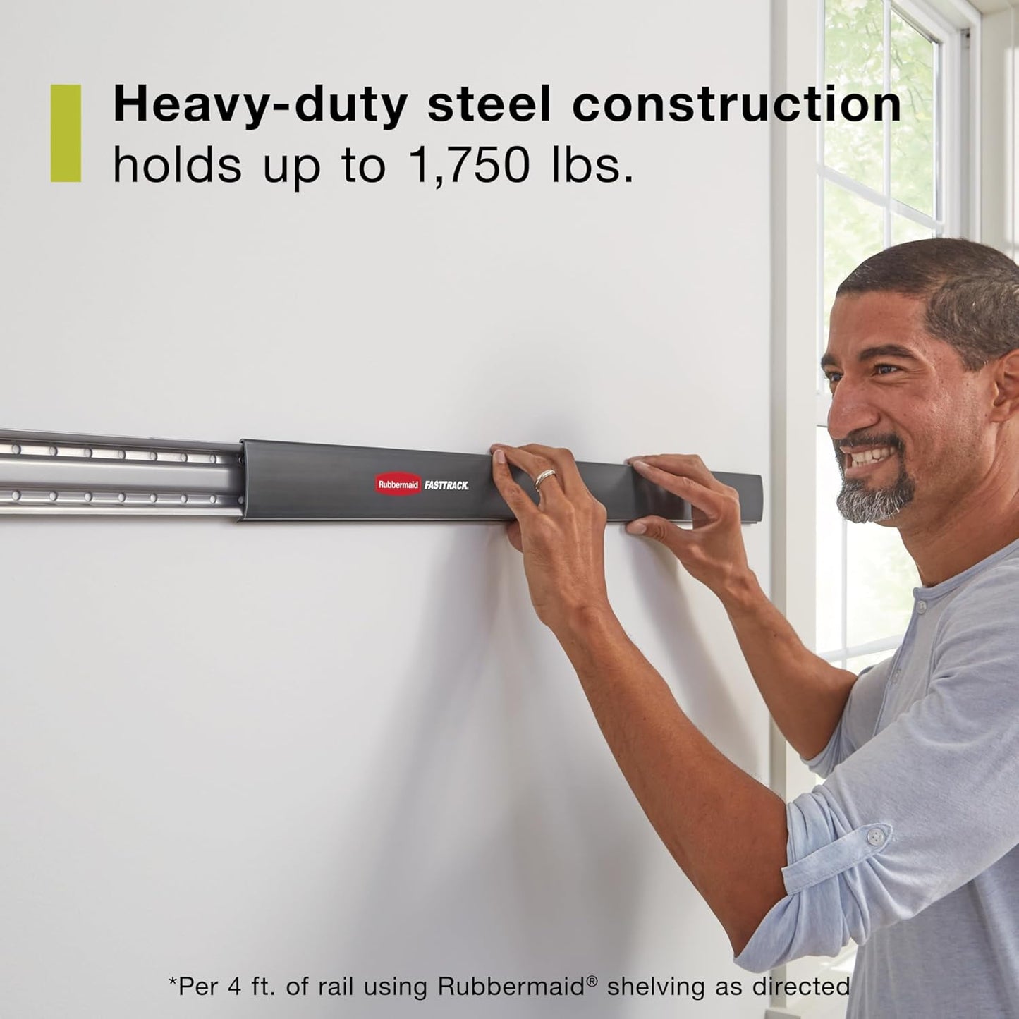 Rubbermaid 15-Piece FastTrack Garage Wall-Mounted Storage Kit, 4 Rails and 11 Hooks, for Home/House/Tool/Sports/Equipment/Utility Purposes