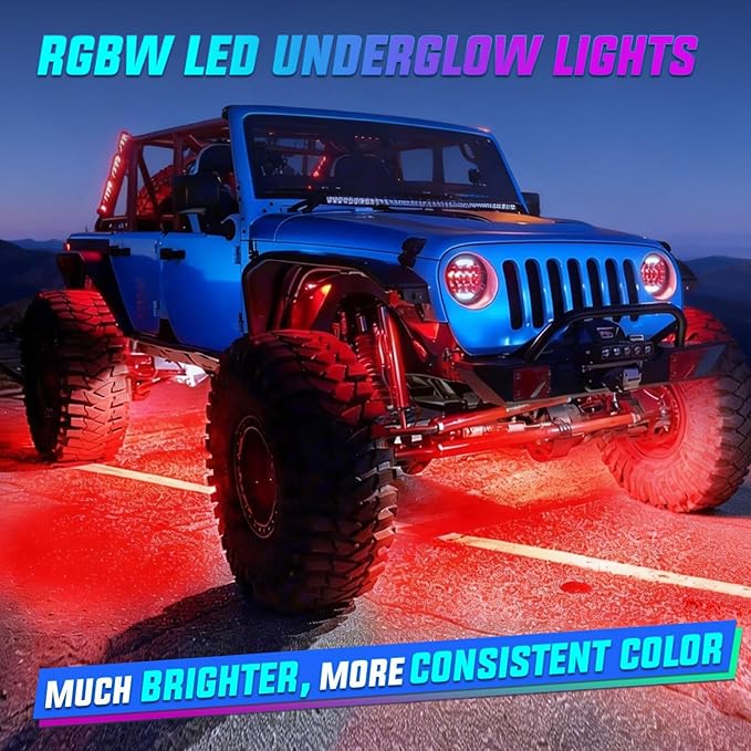 Nilight 4Pcs RGBW Aluminum Underglow Neon Accent Strip Lights 252LEDs Door Assist Multi Color DIY Sound Active Function Music Mode with APP and Remote Control Underbody Light Strips for Car Truck RV