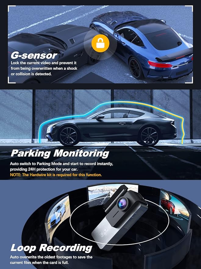 ARIFAYZ Dash Cam Front and Rear 4K+1080P, Free 64GB Card, Built-in WiFi, Dash Camera for Cars, Car Camera, Dual Dashcams for Cars with Night Vision, 24 Hours Parking Monitor, Loop Recording