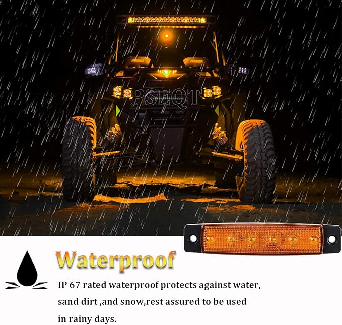 PSEQT 10 Pcs LED Rock Strip Lights Car Underglow Wheel Fender Well Lighting Kits Waterproof for Golf Cart Wrangler Offroad Truck RV UTV ATV Snowmobile (Amber Yellow)