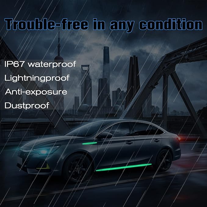 Green LED Strip Lights for Car BaishenglinMotor 12-Pack DC12V Waterproof 30CM/11.8"/1FT 5050 15-SMD LED Strip Underbody Light for Car Motorcycles Golf Cart Decoration Interior Exterior Strip Lights