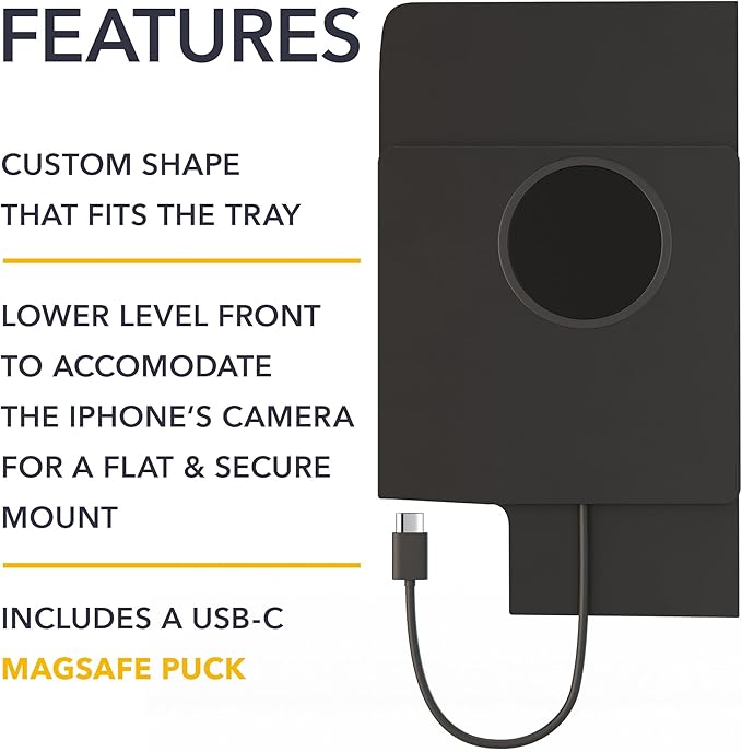 TWRAPS Magnetic Wireless Charging Pad for Ford F-150 Lightning 2021-2026, 25W Type 2, Center Console Fast Qi2.2 Charger Works with iPhone 17 16 15 Pro & Max, Mount Only Compatible with MagSafe Cases