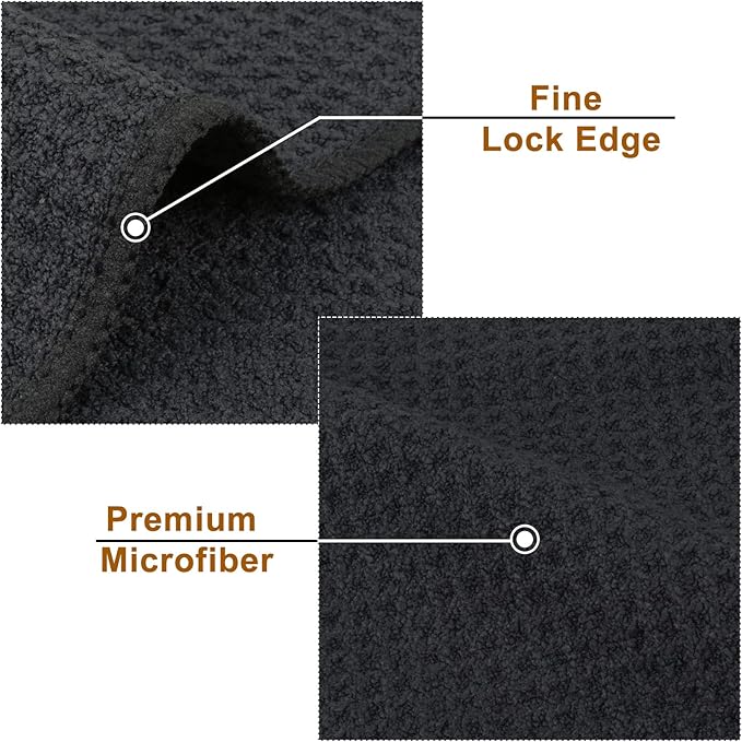 VIVOTE Microfiber Kitchen Dish Towels Waffle Weave Super Soft & Absorbent Tea Towels, Dish Cloths for Kitchen 3 Pack Black 16 x 22 Inch