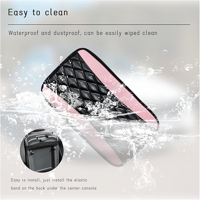 Car Center Console Cushion Pad, Universal Leather Waterproof Armrest Seat Box Cover, Comfortable Auto Armrest Cover Protector, Car Interior Decor Accessories for Most Vehicles (Pink)