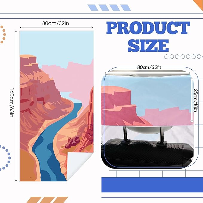 1 Pack Car Seat Towel Covers with Storage Bag 63 x 32 Inch Athletic Running Towel Seat Sweat Washable Non Slip Cover Gift for Car Outdoor Sport Activities (Grand Canyon)