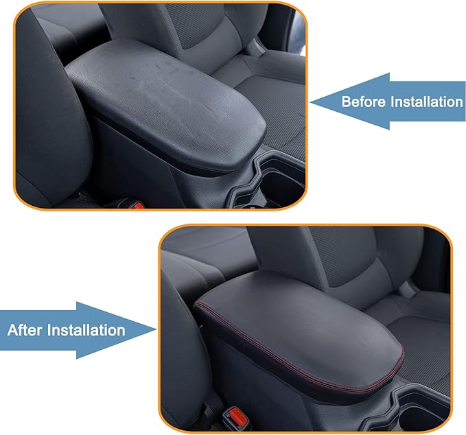 JDMCAR Center Console Armrest Cover for 2025 Toyota RAV4 Accessories 2024 2023 2022 2021 2020 2019 Leather Middle Console Lid Cover Pad Protector Elbow Arm Rest Covering Car-(Red)