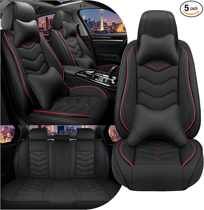 CTDS Car Seat Covers for Chevy Trax 2015-2026, Stylish Sport Seat Cover, Premium Nappa Leather Car Seat Cover. Automobile Seat Covers Sets.(Luxury 5 Seats/Black)