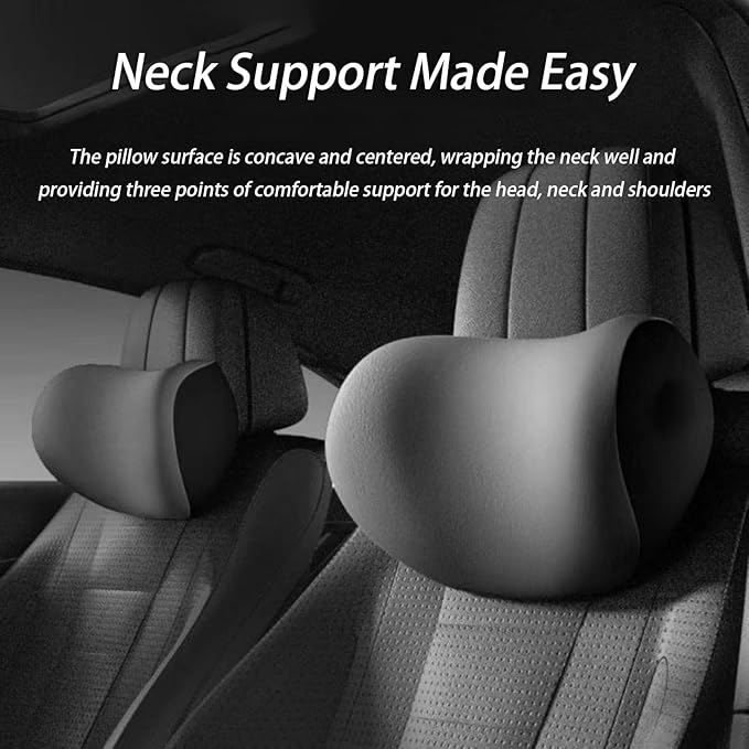 Car Lumbar Support Pillow and Car Neck Pillow Kit for Peugeot 807 2002-2010 2011 2012 2013 2014, Car Seat Neck Back Rest Pillows, Ergonomic Car Seat Headrest & Lumbar Cushion,A Black