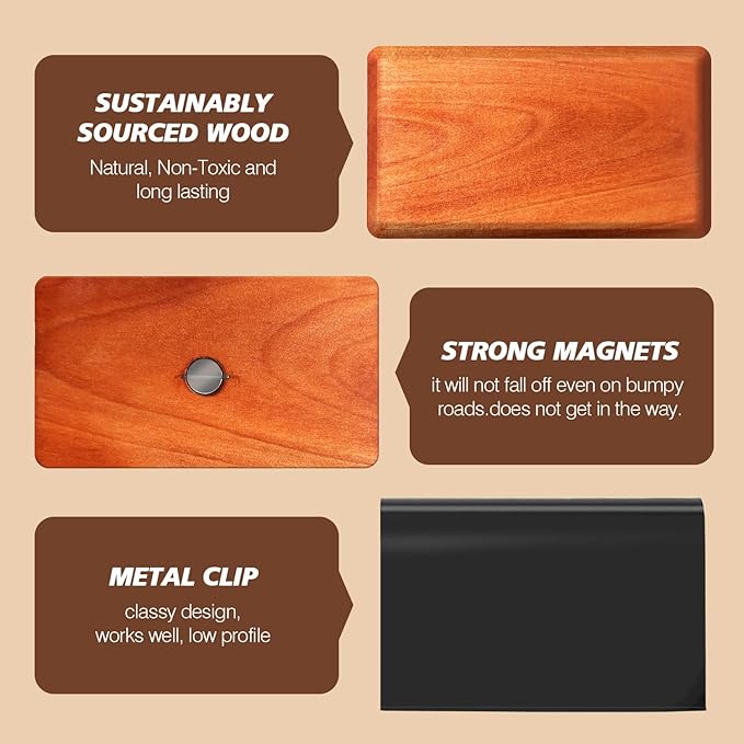 Car Air Freshener - Wood Air Freshener - Car Odor Eliminator - Long Lasting Scent - Auto Accessories -VISOR CLIP INCLUDED (Teak-Open Air-Charming Orchard)
