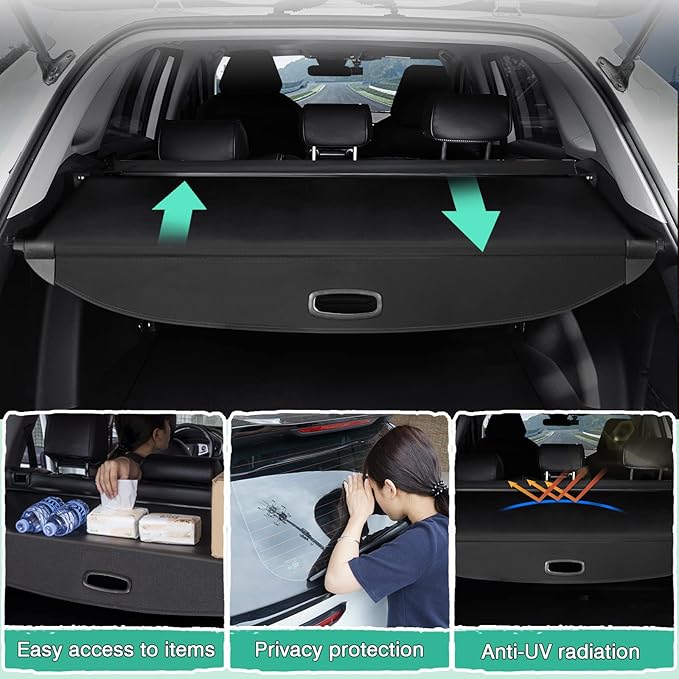 Powerty Retractable Cargo Cover for 2021-2026 Kia Sorento, Canvas Texture Trunk Cover Privacy Screen Rear Security Shade for Sorento Accessories