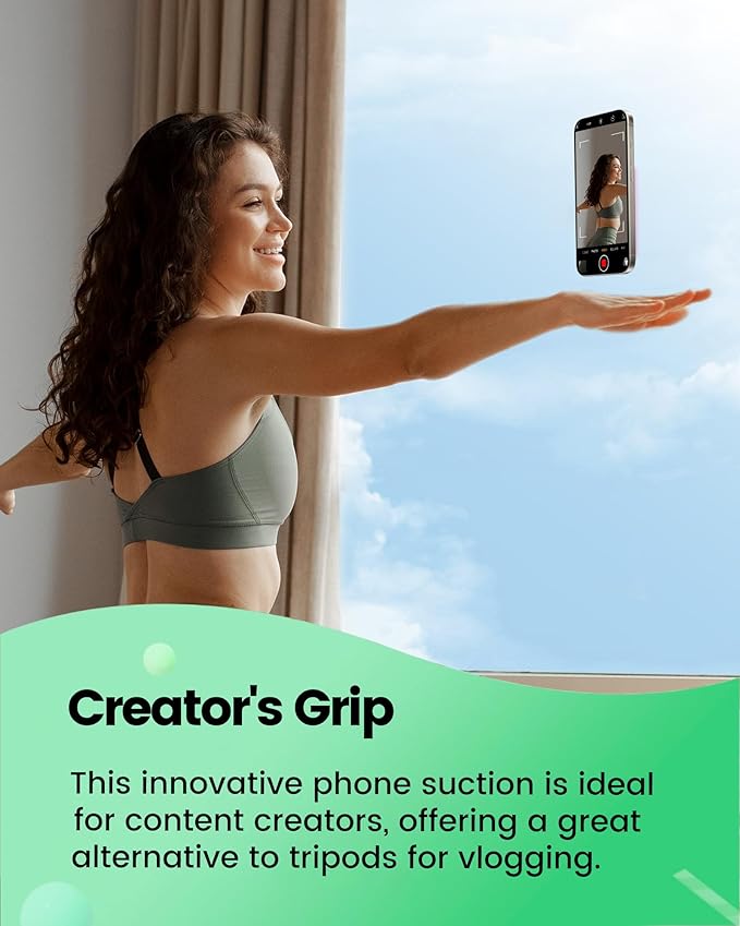 amBand Magnetic Suction Phone Mount for MagSafe Case, Silicone Sticky Grip Secure Holder for iPhone, Hands-Free Taking Photo/Recording Video/Live Streaming for Instagram Influencer/Creator, Hot Pink