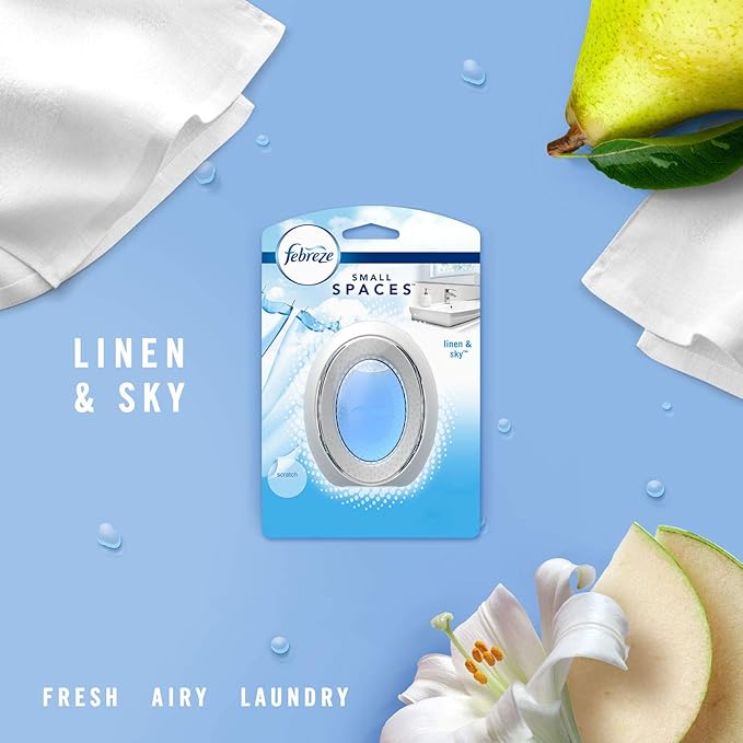 Febreze Small Spaces Air Freshener, Odor Eliminator, Linen & Sky (Pack of 6)