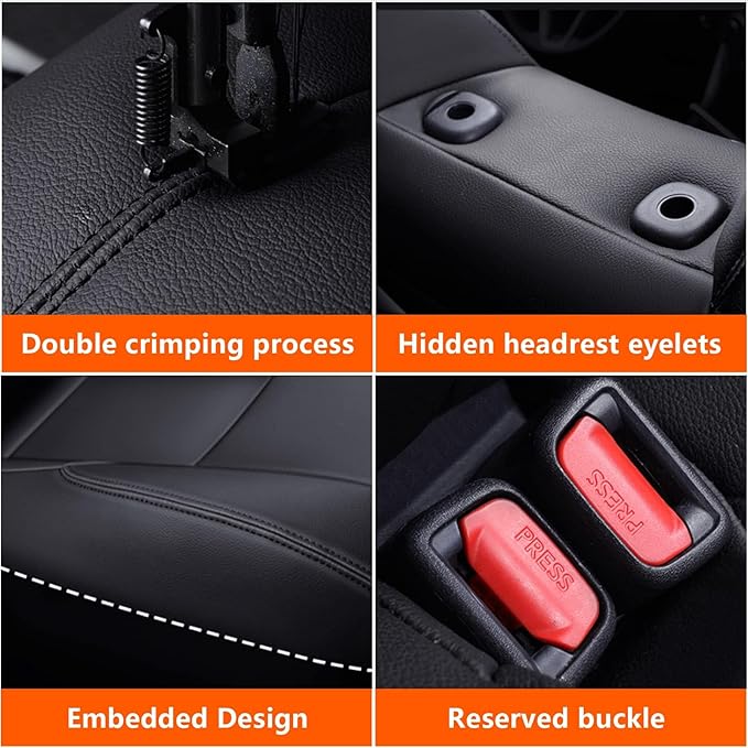 AOMSAZTO Custom Fit for Toyota CHR 2018 2019 2020 2021 2022 Full Set Faux Leather C-HR Seat Covers Compatible Airbag Black