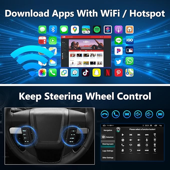 8 Core 4GB+64GB Car Stereo for Ford F150 2009 2010 2011 2012, Wireless CarPlay Android Auto Radio,10.2" Touchscreen, with Button, FM DRS/DSP/SWC/GPS Navigation/5G WiFi/Backup Camera/MIC