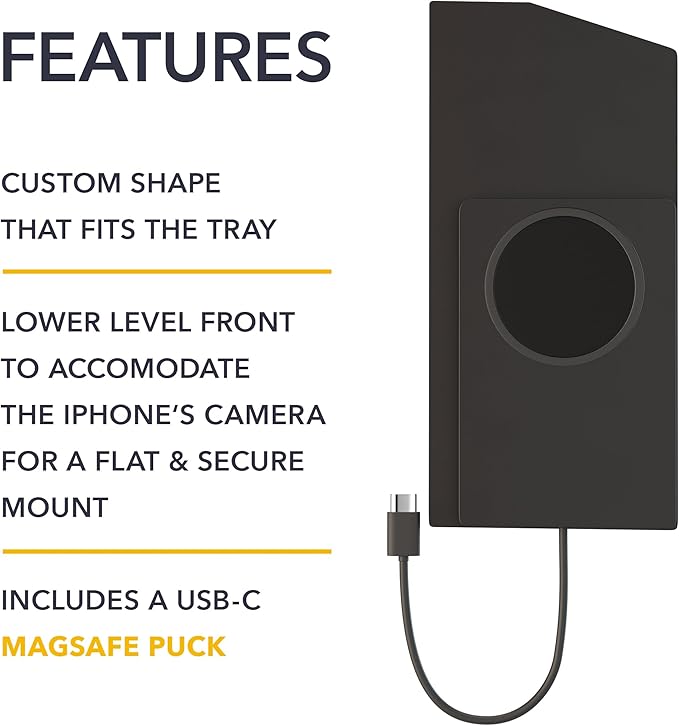 TWRAPS Magnetic Wireless Charging Pad for Ford F-150 Lightning 2021-2026, 25W Type 1, Center Console Fast Qi2.2 Charger Works with iPhone 17 16 15 Pro & Max, Mount Only Compatible with MagSafe Cases