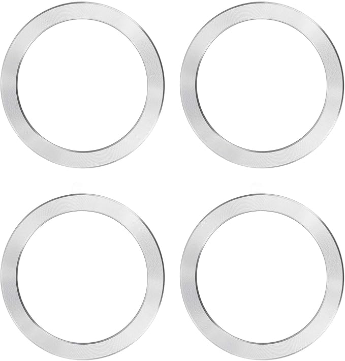PATIKIL Universal CD Stripe Magnetic Adapter Ring, 4 Pcs Ultra-Thin Sticker Ring Adhesive Nickel-Iron Alloy for Phone Cases Holder Wireless Charging Car Mount Kit, Silver Tone