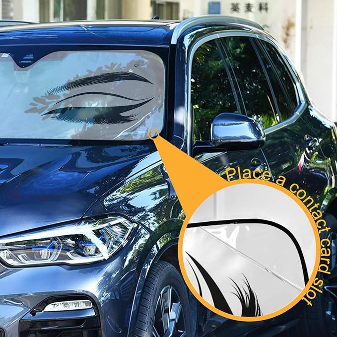 Women Eyes Eyelash Car Windshield Sun Shade Foldable UV Ray Sun Visor Protector Sunshade to Keep Your Vehicle Cool (55" x 27.6")
