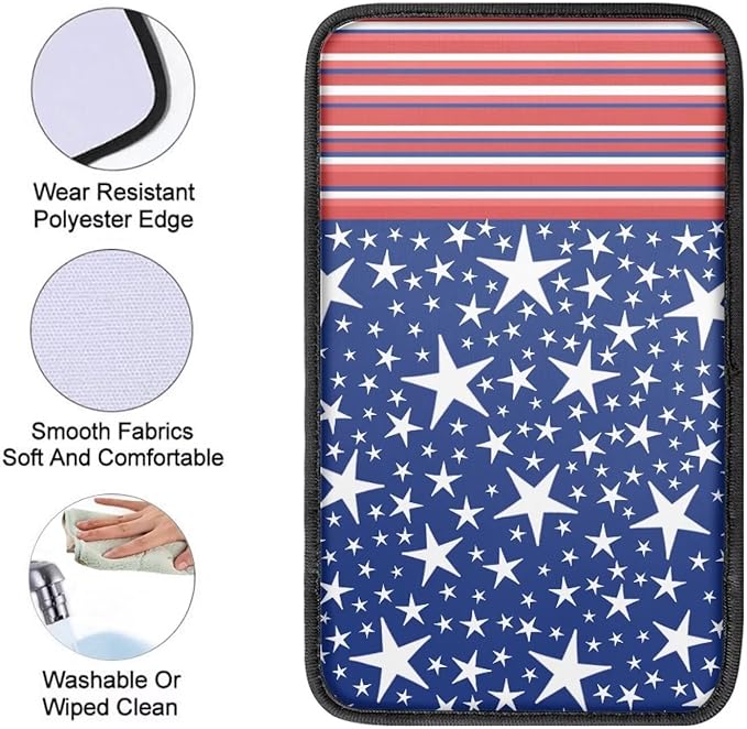 Auto Center Console Cover,American Flag Car Armrest Box Pad, Soft Auto Armrest Seat Box Cover Protector for Most Vehicle SUV Truck Car