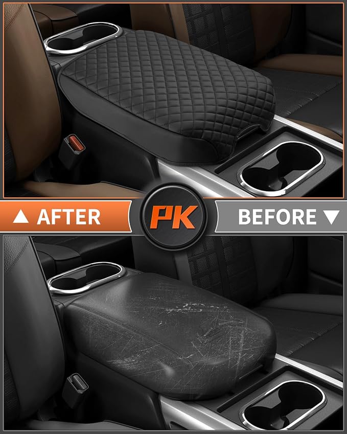 Shademax Center Console Cover for Nissan Titan 2016-2024 Accessories Armrest Cover Cushion Pad Leather Middle Console Cover Car Armrest Seat Box Console Lids Protector (Only for Bucket Seat Console)