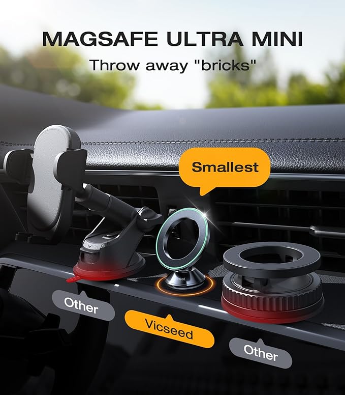 VICSEED Latest Upgrade for MagSafe Car Mount, [High & Low Temp Resistance] Magnetic Phone Holder for Your Car Dashboard, 360 Adjustable Car Phone Holder Mount for iPhone 17 Pro Max 16 15 14 13 12