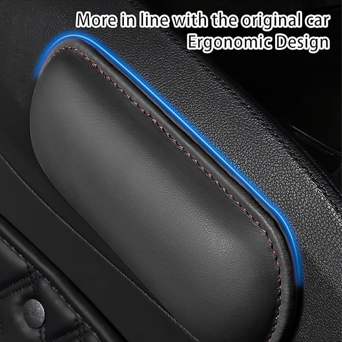 Mandark Car Knee Cushion Pad, Leather Memory Foam Vehicle Door Armrest Pillow for Leg Elbow, Comfort Auto Interior Center Console Thigh Support Mat Accessories, Universal for Most Cars (Black/Red)