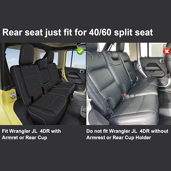 AOMSAZTO Custom Fit Seat Covers for Jeep Wrangler 2-Door 2007 2008 2009 2010 Faux Leather Car Seats Cover Black