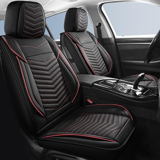 Nappa Leather Car Seat Covers Full Set, Car seat Protector 5 Seats, Waterproof Car Seat Cushion, Universal Automotive Seat Covers Fit for SUV Truck Pick-up Sedan, Front and Rear