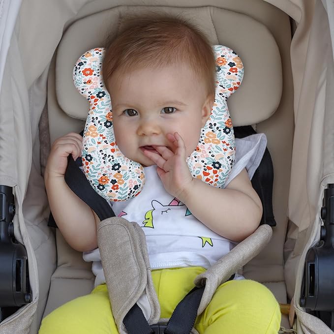 Baby Travel Pillow, Infant Kid's Cushion Soft and Skin Friendly for Car Seat, Pushchair and Stroller (Style M)