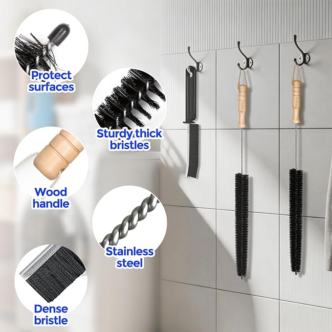 Holikme Dryer Vent Cleaner Kit, 3 Pieces Dryer Lint Brush- Household Supplies 304 Stainless Steel Cleaning Brush Home Essentials Crevice Brush for Lint Trap