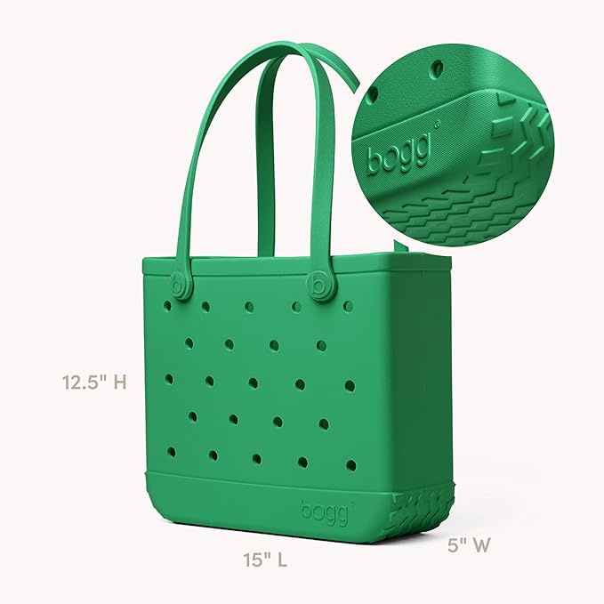 BOGG BAG Medium Tote – 15” x 12.5” x 5” – Durable, Washable, Tip-proof – Beach, Pool, Boat, Work, Sports (Green With Envy)
