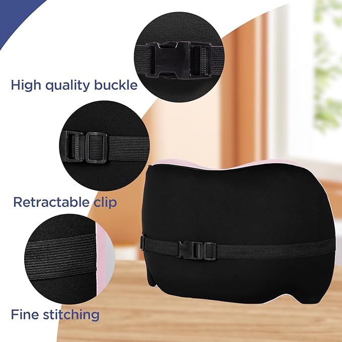 Lumbar Support Pillow for Office Chair, Cooling Car Lumbar Pillow Lower Back Pain Relief,Memory Foam Back Cushion with Adjustable Straps,Ergonomic Chair Back Pillow for Gaming Chair,Car(Pink Cooling)