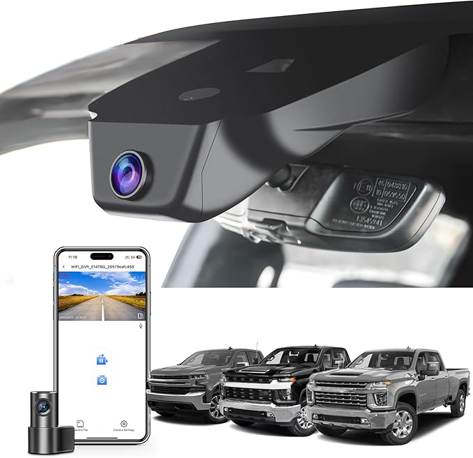 Mangoal STARVIS 2 Front 4K HDR Dash Cam IMX678, Fit for Chevy Silverado 1500 2022-2026 2500 HD/3500 HD 2024-2026(Model C), 5GHz WiFi, GPS, 64 GB