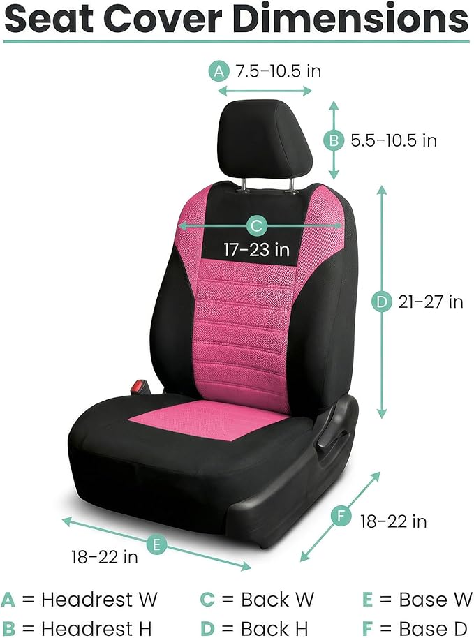 FH Group Automotive Car Seat Covers Front Set Premium 3D Air Mesh Front Seat Covers, Airbag Compatible Universal Fit Interior Accessories for Cars Trucks and SUVs - Pink