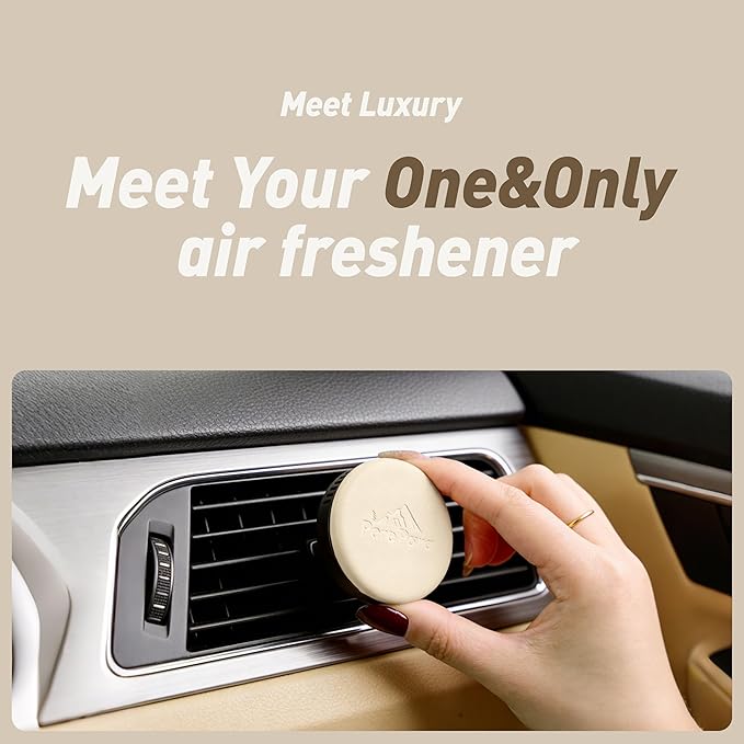 Leather & Metal Car Air Freshener, 2-Way Vent & Hang Design, Refillable Long Lasting Diffuser with 2 Refills, Natural Northern Forest Scent, Stylish Auto Accessory for Cars & SUV