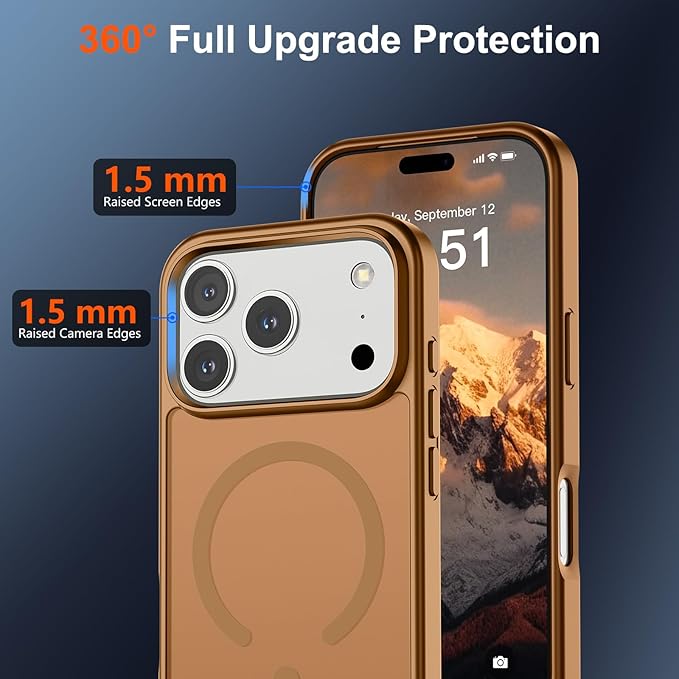 SUPFINE Magnetic for iPhone 17 Pro Case (Compatible with MagSafe)(Military Grade Drop Protection) Translucent Matte Shockproof with Anti-Fingerprint Phone Cover,Brown