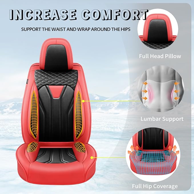 Fit HRV Car Seat Covers Compatible with Honda HRV 2016-2025 2026, Premium Leather Breathable, Wear Resistant, Airbag Compatible, All-Weather Protection & Full Coverage, Full Set Red&Black