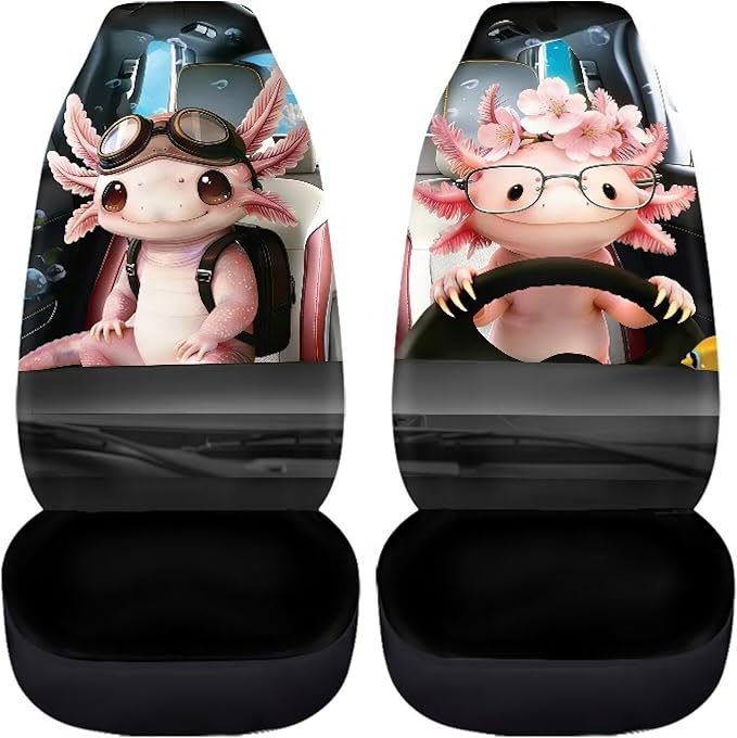 Axolotl Car Seat Covers Front Seats 2 Pack Cute Car Seat Cover Protector Front Seats Easy Installation Removable Automotive Accessories Interior Covers for Sedan SUV