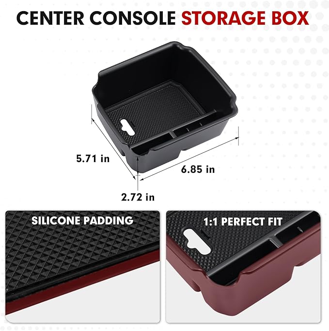 Autorder Center Console Organizer for 2022-2026 Volkswagen Taos/ 2018-2024 VW Tiguan,Taos/Tiguan Interior Accessories Armrest Storage Box Secondary Insert Tray with Non-Slip Silicone Mats