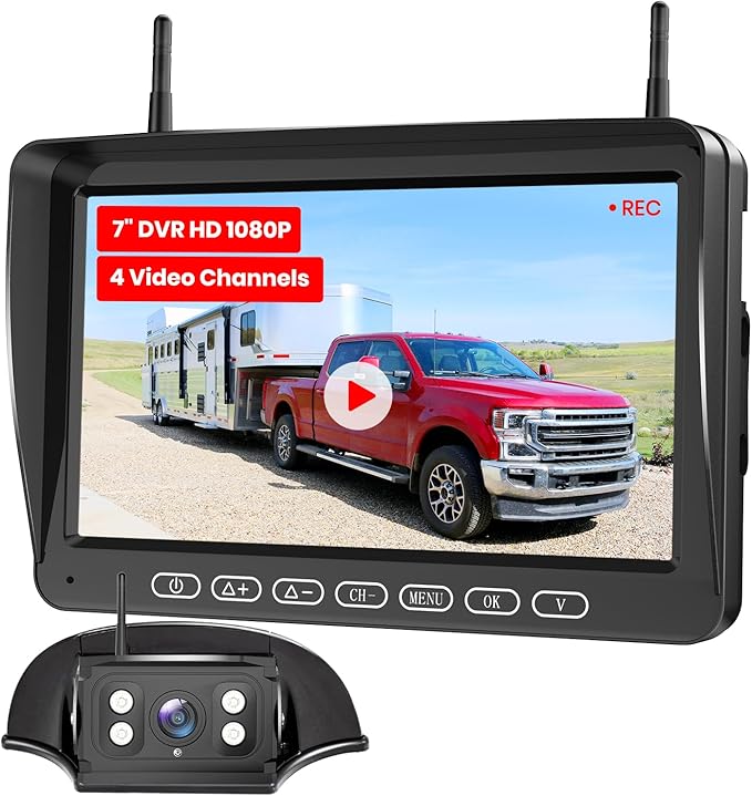 RV Backup Camera for Furrion pre-Wired System Pre-Wired:7" HD 1080P Video Recording Split Screen Rear View Camera,170°Wide Angle with IR Night Vision Back up Camera for RVs Campers and Trailers
