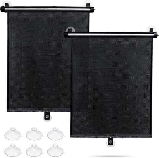 Sfee Car Window Shade for Side Windows, 2 Pack Sun Shade Retractable for Car Blocks Heat and UV Rays Glare Protection Roller Sunshade Visor for Baby, Kids, Pets, Passengers